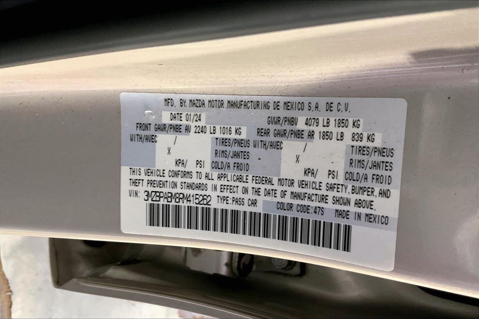 2024 Mazda Mazda3 Sedan 2.5 S Select Sport