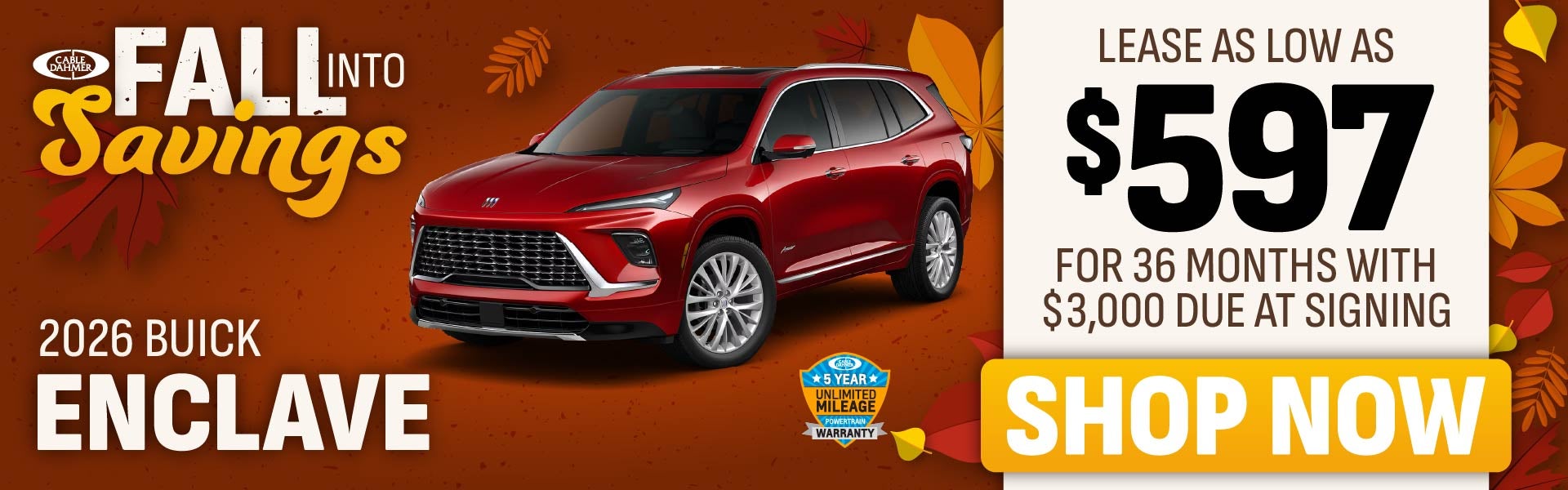 Lease as low as $597/mo for 36 months with $3,000 due at sig