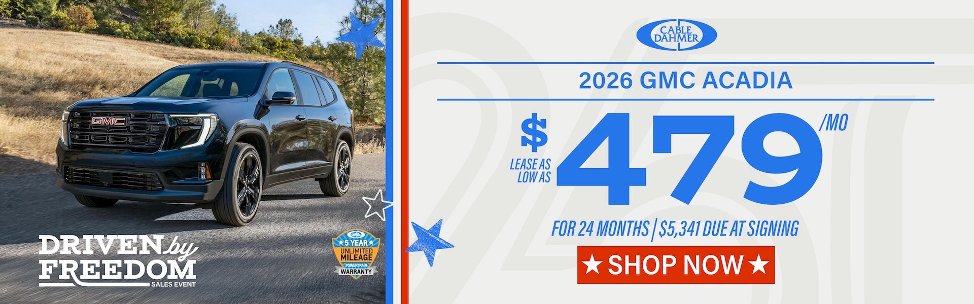 2026 GMC Acadia lease for $479 a month